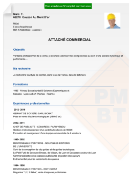 Recrutement CV ATTACH&Eacute; COMMERCIAL - r&eacute;f
