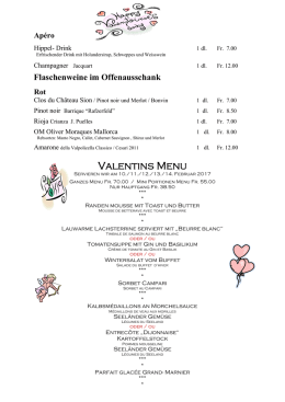 Menu Valentinstag 2017