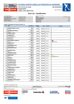 Start List - Qualification
