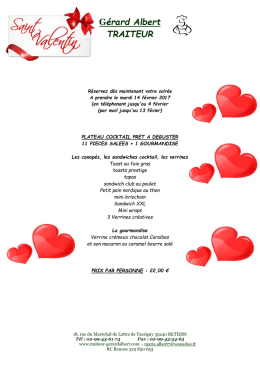 Menu Saint Valentin - traiteur