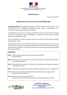 Invitation presse D&eacute;placement &agrave; Lyon pour les 20 ans d`EPARECA