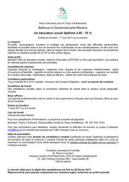 Bellevue à Chavannes-près-Renens Un éducateur social