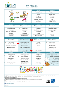 MENU FEVRIER 2017 Ecoles de GEMBLOUX