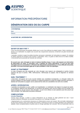 D&eacute;nervation du poignet - LYON-ORTHO