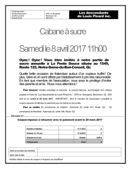 invitation cabane &agrave; sucre du 8 avril 2017
