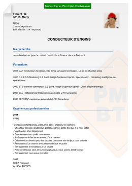Recrutement CV CONDUCTEUR D&trade;ENGINS - r&eacute;f