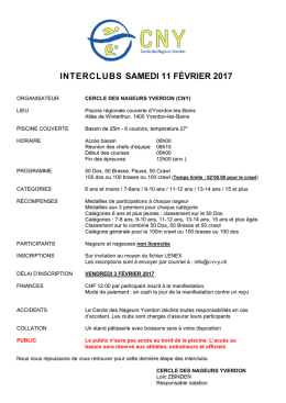 Le programme - Bienvenue sur cny.ch