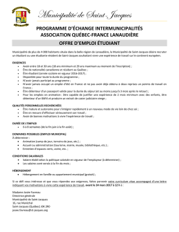 OFFRE D`EMPLOI - Municipalité de Saint