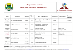 Programme des randonnées de mars à fin août 2017