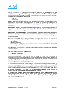 Conditions générales d`assurance de l`assurance pneus