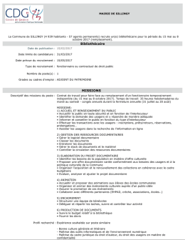 Bibliothécaire MISSIONS