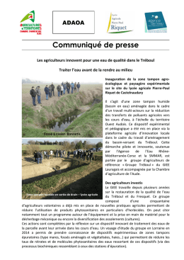 Communiqué de presse - Chambre d`agriculture de l`Aude