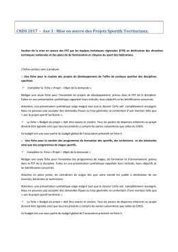CNDS 2017 - Axe 3 : Mise en &oelig;uvre des Projets Sportifs Territoriaux.