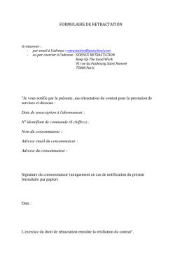 formulaire de r&eacute;tractation