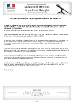 D&eacute;clarations officielles de politique &eacute;trang&egrave;re du 15 f&eacute;vrier 2017