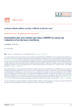 Accident du travail — Maladies professionnelles