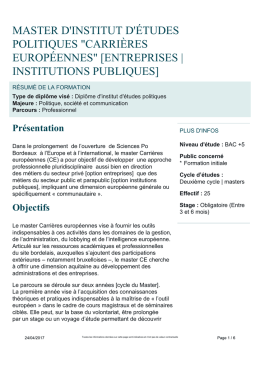 master d`institut d`études politiques "carrières européennes"