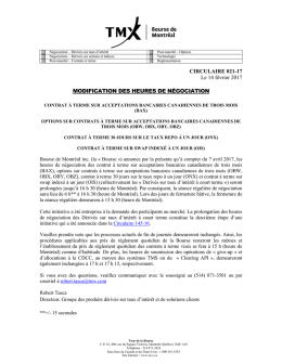 Contrat &agrave; terme sur acceptations bancaires canadiennes de trois mois