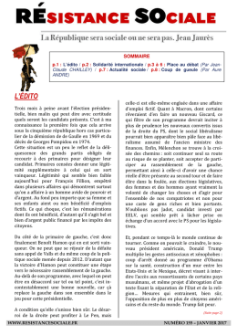 Journal REsistrance SOsiale n° 155 - Janvier