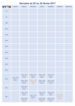 Semaine du 20 au 26 février 2017