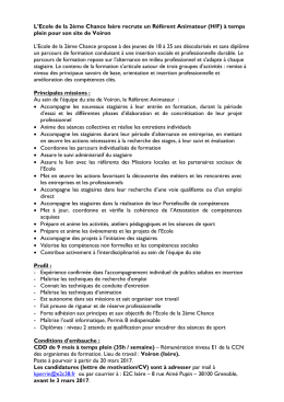 L`Ecole de la 2ème Chance Isère recrute un Réfèrent Animateur (H