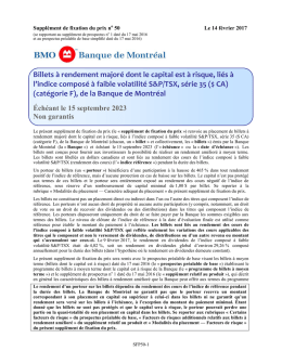 Billets &agrave; rendement major&eacute; dont le capital est &agrave; risque, li&eacute;s &agrave; l`indice