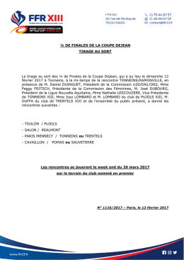 &frac14; DE FINALES DE LA COUPE DEJEAN TIRAGE AU SORT