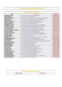 Liste des adh&eacute;rents