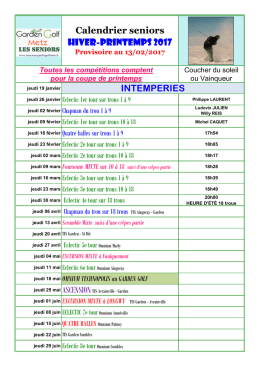 Le calendrier 2017 - Les seniors du GardenGolf