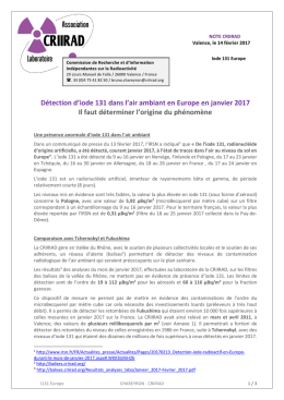 Iode 131 dans l`air en Europe