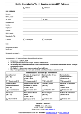 Bulletin d`inscription FAP, cours 7 et 8 / 2006