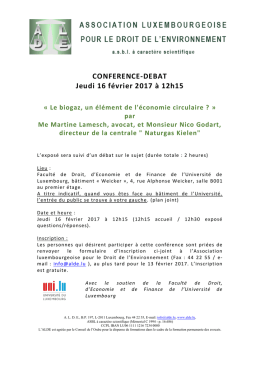 CONFERENCE-DEBAT Jeudi 16 février 2017 à 12h15