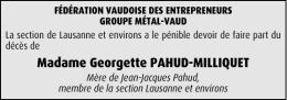 Madame Georgette PAHUD-MILLIQUET