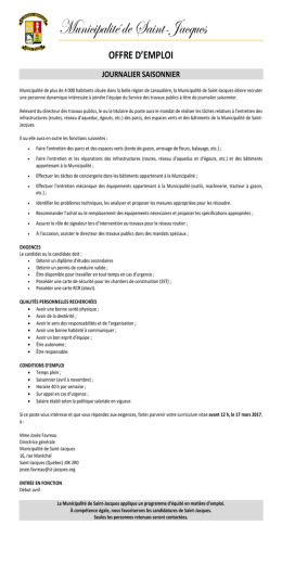 offre d`emploi - Municipalit&eacute; de Saint