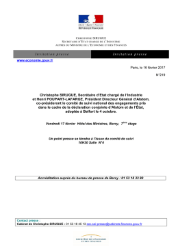 Invitation presse Invitation presse Christophe SIRUGUE, Secr&eacute;taire
