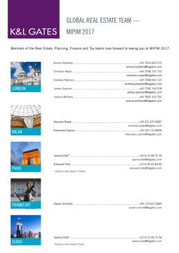 GLOBAL REAL ESTATE TEAM — MIPIM 2017