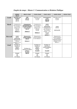 Nouveau emploi du temps 1&egrave;re Ann&eacute;e Master. Fichier - E