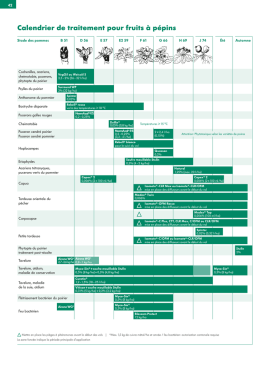 Calendrier de traitement pour fruits à pépins