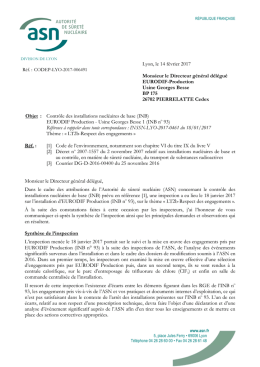 Lyon, le 14 f&eacute;vrier 2017 Monsieur le Directeur g&eacute;n&eacute;ral