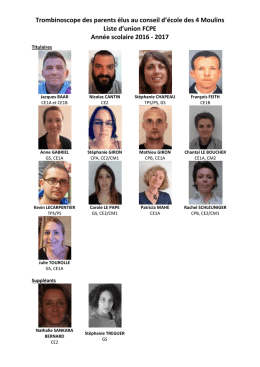Trombinoscope des parents &eacute;lus au conseil d`&eacute;cole des 4 Moulins