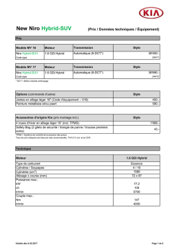 Liste de prix