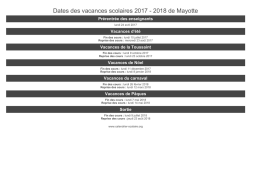 Dates des vacances scolaires 2017 - 2018 de