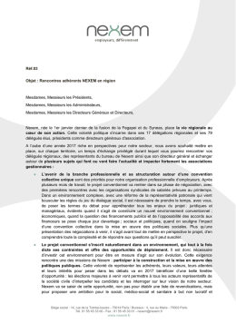 Réf.03 Objet : Rencontres adhérents NEXEM en région Mesdames