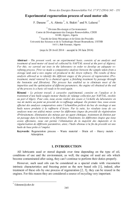 Experimental regeneration process of used motor oils