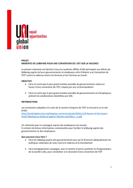 PROJET MEMENTO DE LOBBYING POUR UNE CONVENTION DE