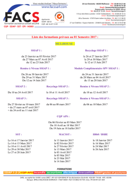 calendrier formation 1er semestre 2017 Mulhouse