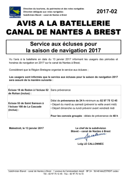 2017-02 Avis batellerie CNB service aux écluses 2017