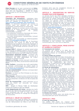 CONDITIONS GÉNÉRALES DE VENTE PLÜM ÉNERGIE