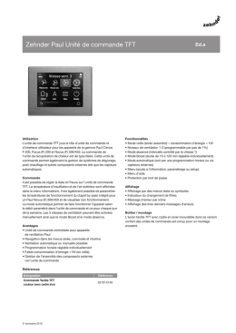 Zehnder Paul Unit&eacute; de commande TFT