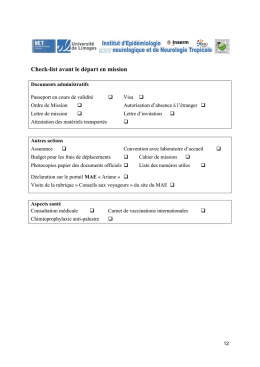 Check-list avant le d&eacute;part en mission